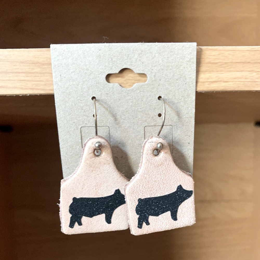Leather Ear Tag Earrings